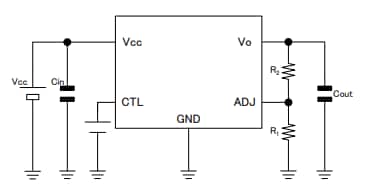 Schéma du circuit d'application - ROHM Semiconductor Régulateurs LDO à sortie unique BDxFD0 et BDxFDA